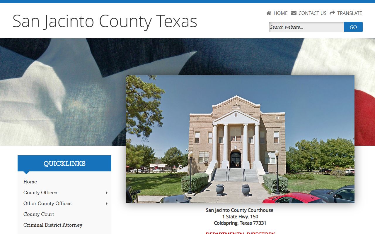 San Jacinto County government website bankruptcy records