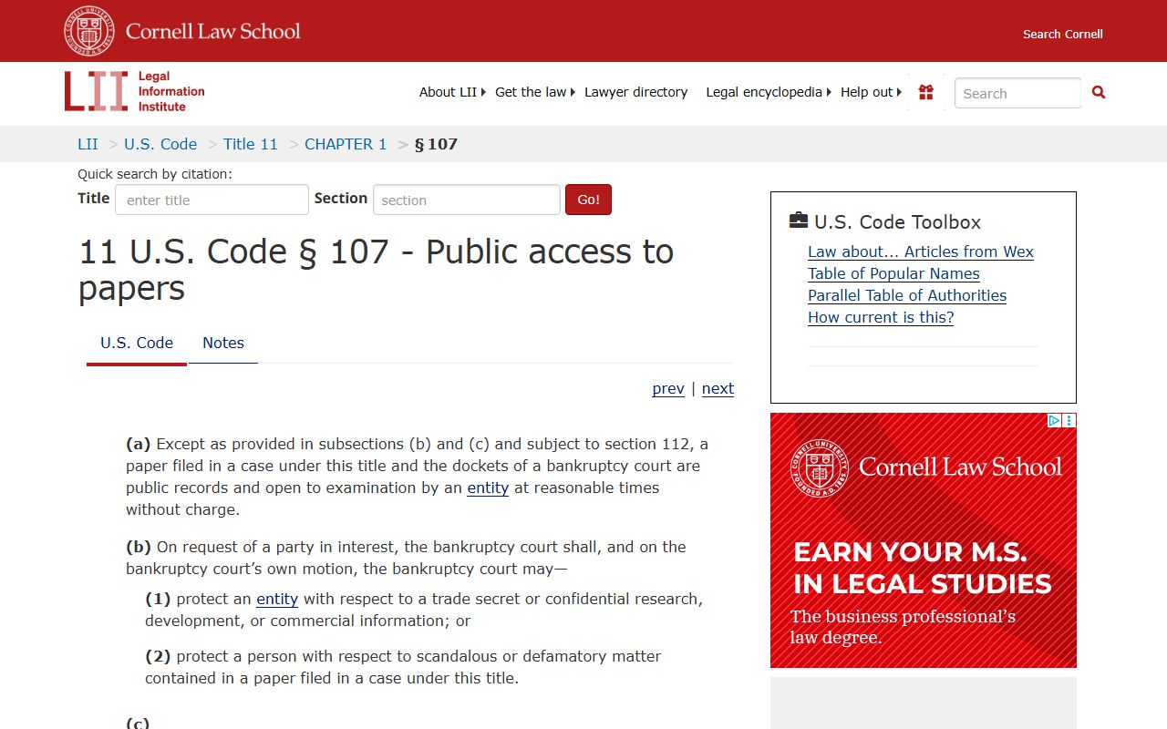 11 USC 107 public access statute governing Texas bankruptcy records