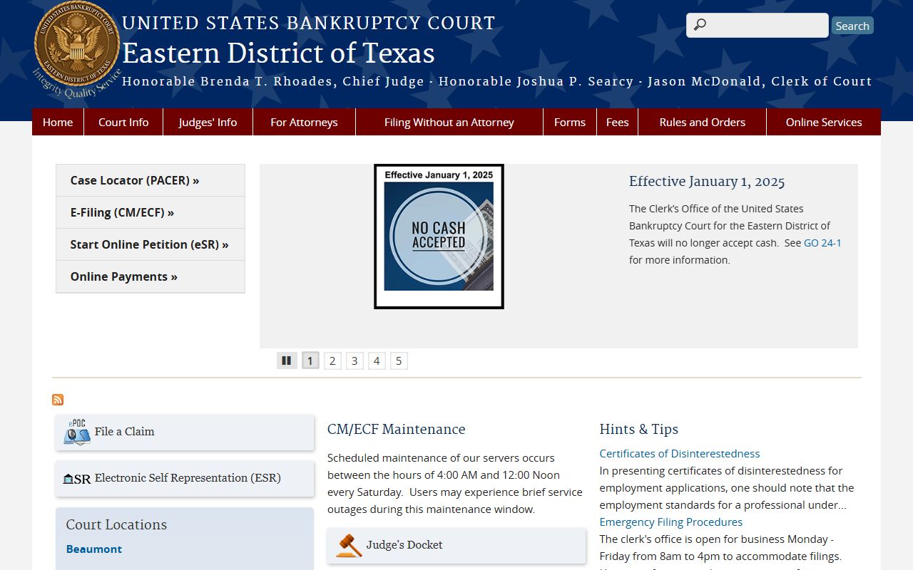 Eastern District of Texas bankruptcy court for Texas bankruptcy records