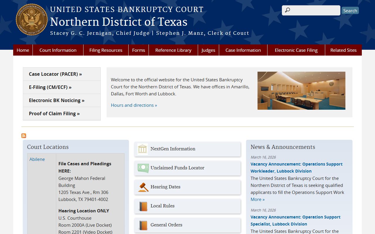 Northern District of Texas bankruptcy court for Texas bankruptcy records