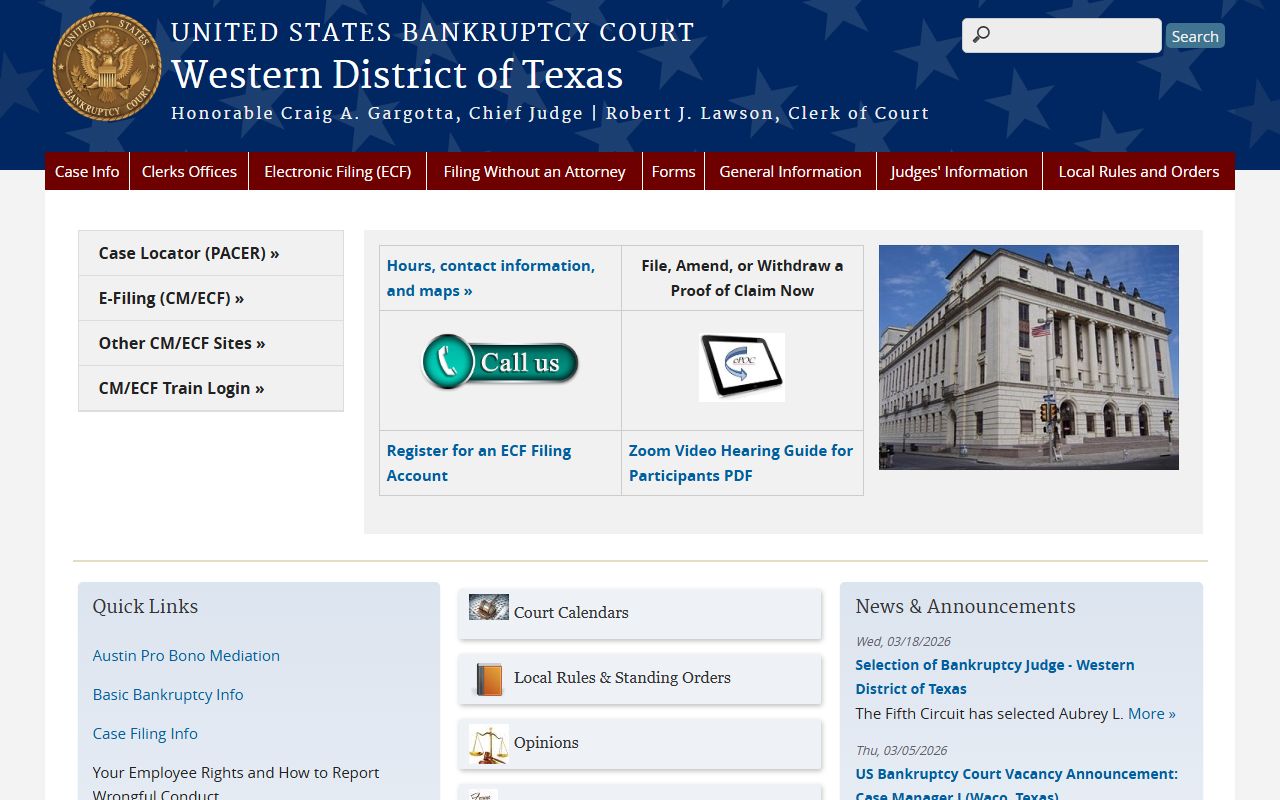 Western District of Texas bankruptcy court for Texas bankruptcy records
